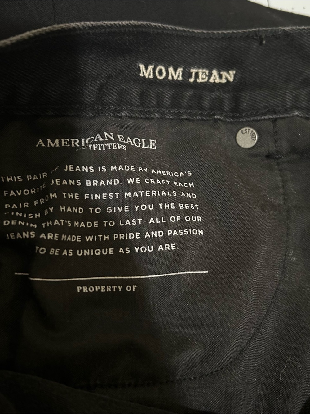 American Eagle Distressed Black Ripped Mom Jeans - Picture 9 of 9